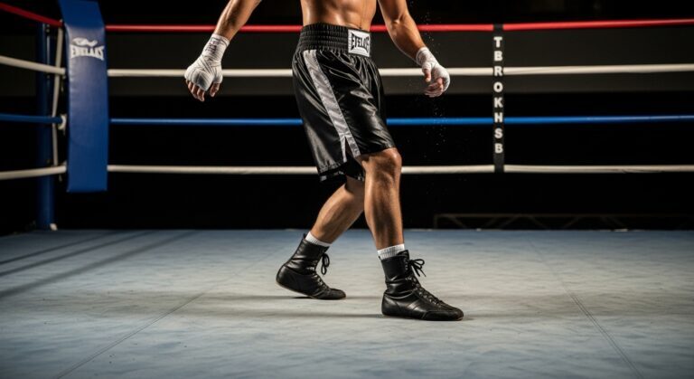 boxer demonstrating basic boxing footwork.