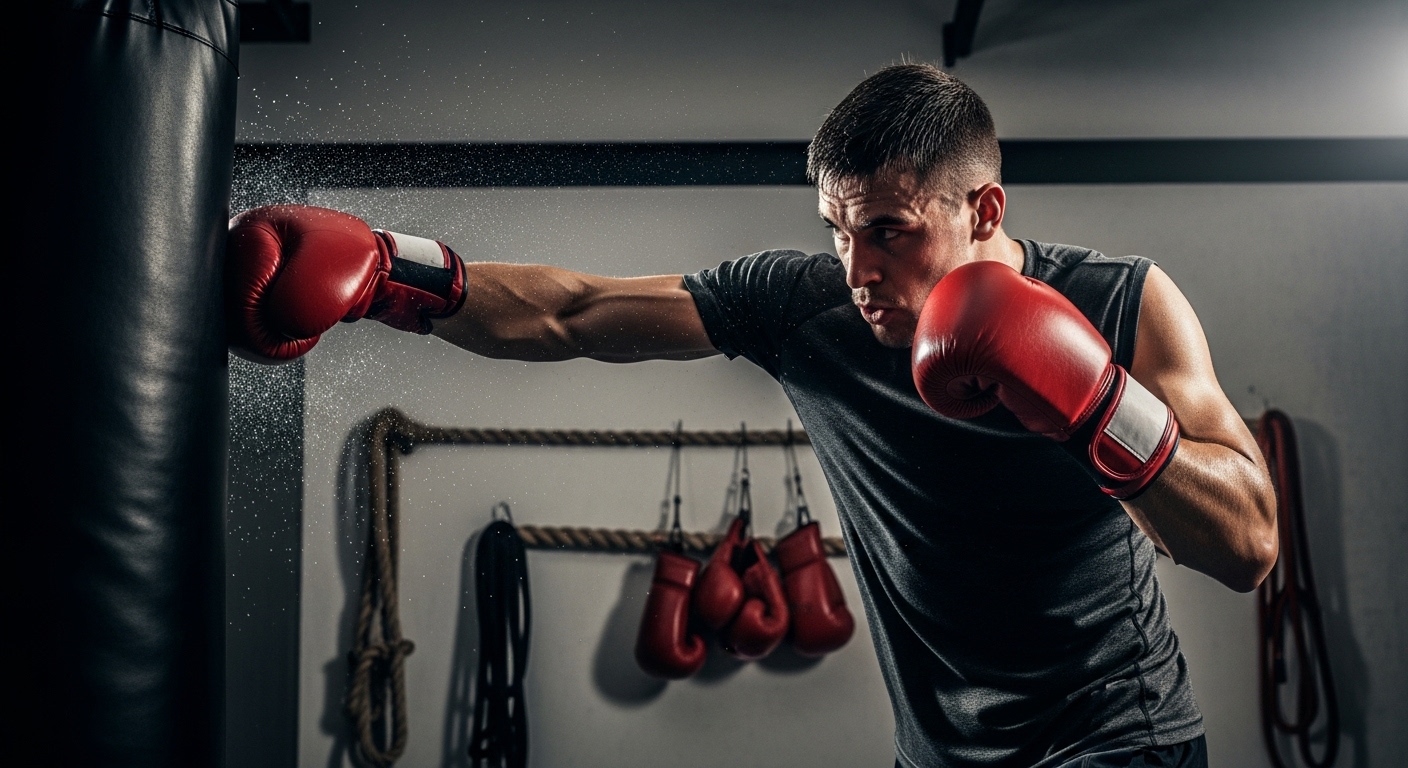 Endurance-focused boxing workouts with heavy bag punching drills