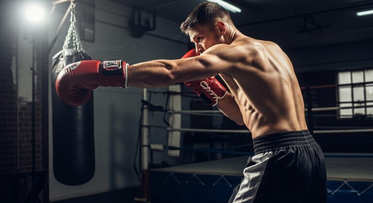 A boxer demonstrating proper form during boxing workouts, highlighting speed and accuracy.