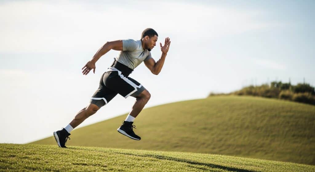 Boxing workouts with proper hill sprint mechanics to improve running form, endurance, and explosive power