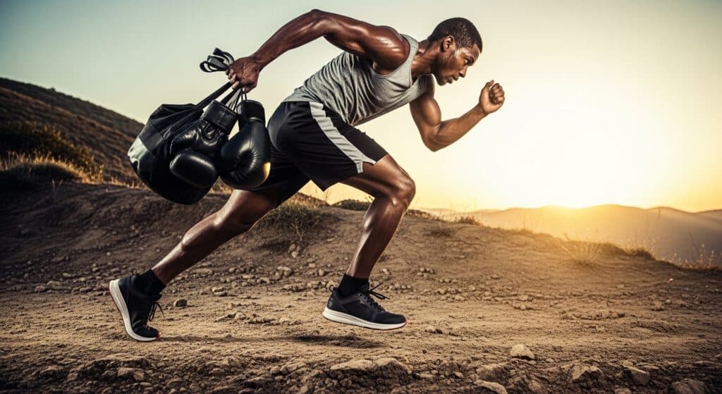 Boxing workouts with hill sprints to improve endurance, explosive power, and overall performance in the ring